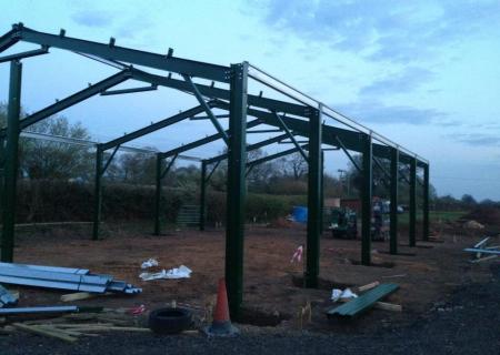 Steel work being installed on our concrete foundations.